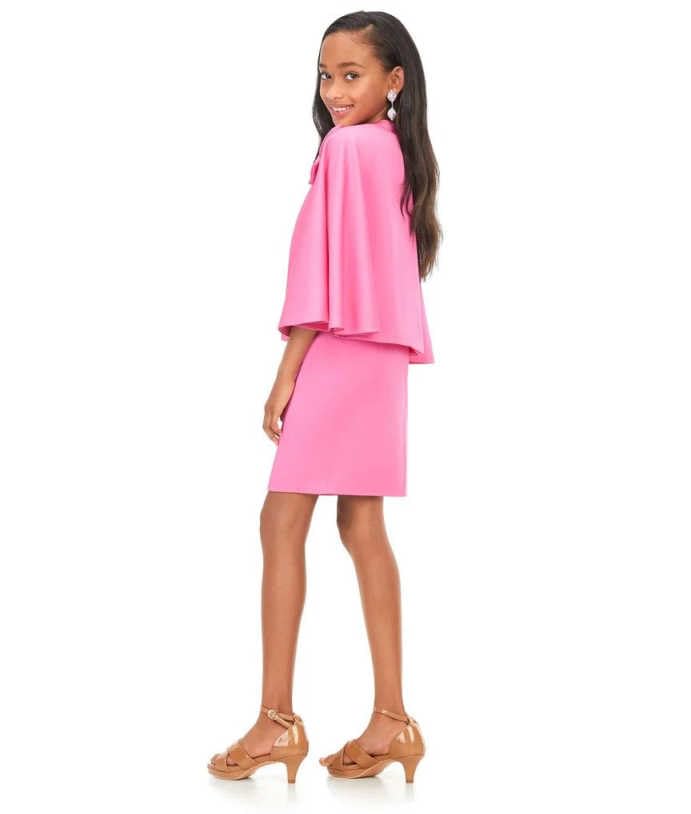 Junior Girls Interview Dresses with Jacket Two Pieces Little Girls Short Satin Miss National Pageant Interview Suits4