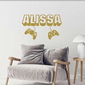 Miniatura 4 de Wall Vinyl Decal Home Decor Art Sticker 3D Personalized Name Boy Girl Gamer Controller Video Game Studio Teen Nursery Play Room Removable Stylish