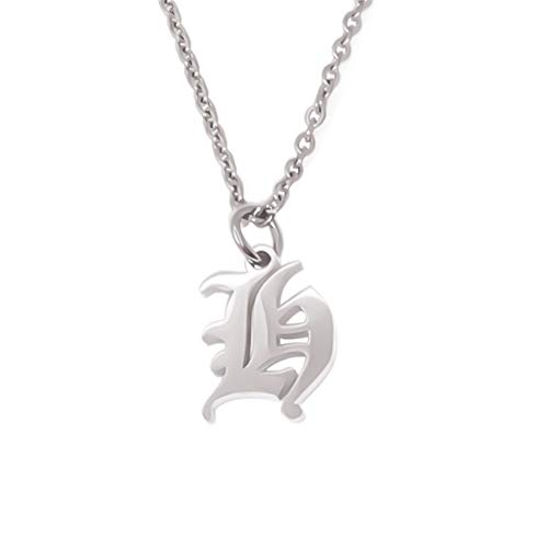 Elefezar Old English Initial Pendant Necklace Letter H Womens Gifts