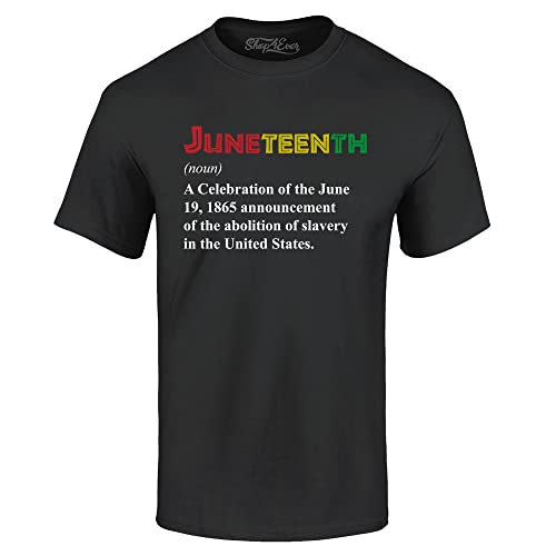 T-shirt Juneteenth Definition noir coton imprimé 19 juin 1865 pour homme et femme