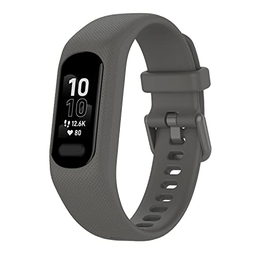 Pulseras reloj para Pulsera reloj Garmin vivosmart 5 Correa integrada Color ajustable Silicona pulseras recambio Funda brazalete mujer hombre (Gris)
