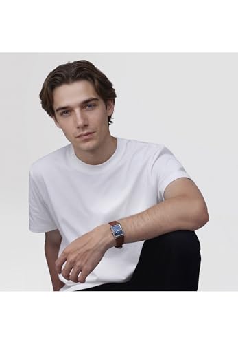 Image of Daniel Wellington Bound 35x24mm Guilloche Silver - Men Watch Stainless Steel Leather Strap Watch