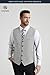 HISDERN Men's Suit Vest Gray Vintage Tuxedo Vests for Men Business Formal Grey Dress Vest Prom Waistcoat with 3 Pocket