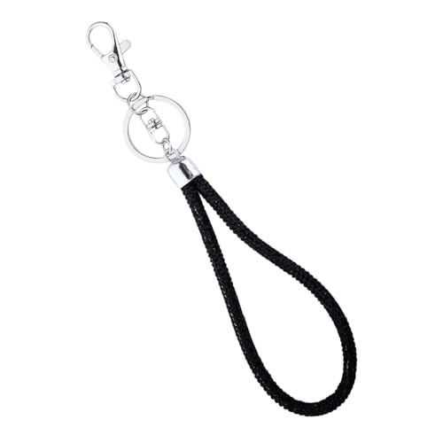 ブラック シルバー キラキラ リストレット キーチェーン ストラップ 鍵用 手首 ブレスレット レディース ガールズ リプ