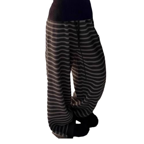 Striped Cute Pj Lounge Pants Woman Grunge Wide Leg Emo Alt Loose Y2k Pjs 2000s Casual Teen Pajamas Pants (Black Medium)