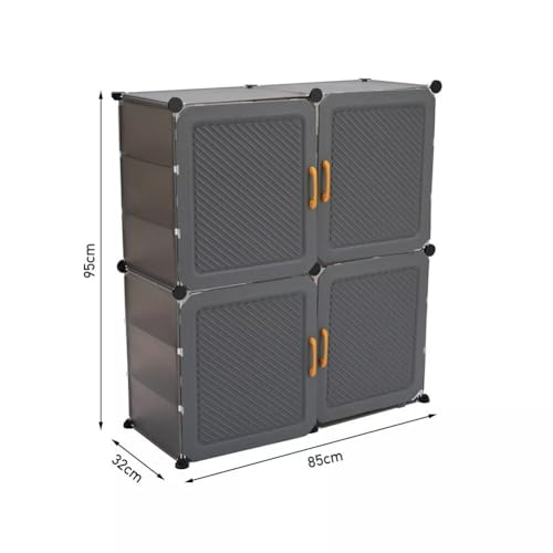 Image of Mevigo 12-Shelf Portable Shoe Rack for Home Plastic Shelves Household, DIY Shoe Rack Box with Door, Foldable Shoe Storage Stand with Dustproof Entryway for Heels /Slippers /Boots-Grey HS