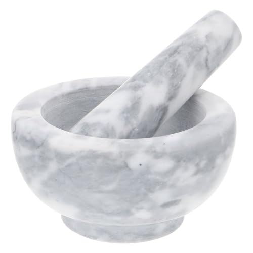 IMIKEYA 大理石製ガーリッククラッシャーとエルゴノミックペストル 滑らかな研磨面で快適グリップ ニンニク潰し器 スパイスクラッシャー