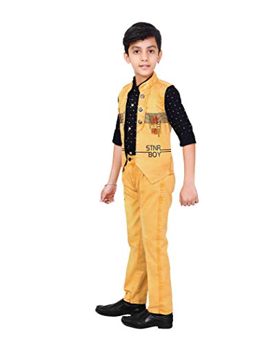 Image of AHHAAAA Kids Ethnic Cotton Blend Waistcoat Shirt and Trouser For Boys 2015