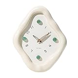 JUSTUP Wall Clock, 12 Inch Modern Wall Clock, Creative Rhombus Battery Powered Clock, Silent Clock Non Ticking for Office, Living Room, Home, Elegant Clocks for Bedroom Decorative (White)