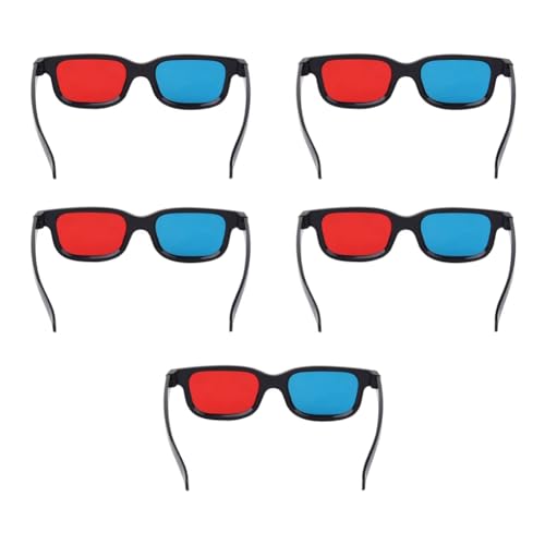 Wrtysully 5 Gafas 3D con Negro, Rojo y Azul, Gafas 3D para Cine en Casa, Películas, Juegos, TV, Vídeo, Anaglifo Dimensional