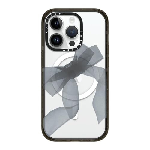 CASETiFY �C���p�N�g iPhone 14 Pro �P�[�X [MIL�K�i���� (4x MIL-STD-810G)/2.5m����̗����������N���A/MagSafe �ɑΉ�] - Black Organza Ribbon - �u���b�N