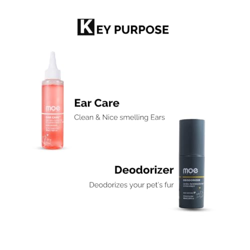 Image of Moe Puppy Waterless Grooming Kit for Dogs & Cats | Rinse Free Shampoo 150ml + Paw Balm 30gm + Deodorizer Spray 100ml + Ear Care+ 100ml + Derma Wipes 50 Pcs | Complete Pet Grooming & Hygiene Kit