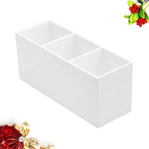 FRCOLOR Makeup Brush Holder Organizer Three Grids Acrylic Cosmetics Brushes Storage Box Desktop Storage Container for Office Home White - Image 4