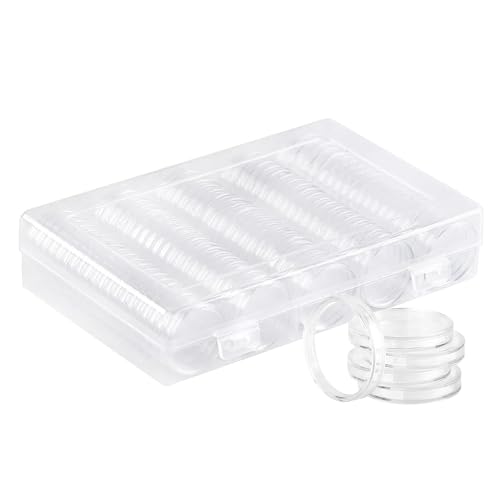 Mixyvic 100 Stück Münzkapseln 26mm für 2 Euro Münzen Kapseln für Sondermünzen Sammlermünzen Gedenkmünzen (100+Box)