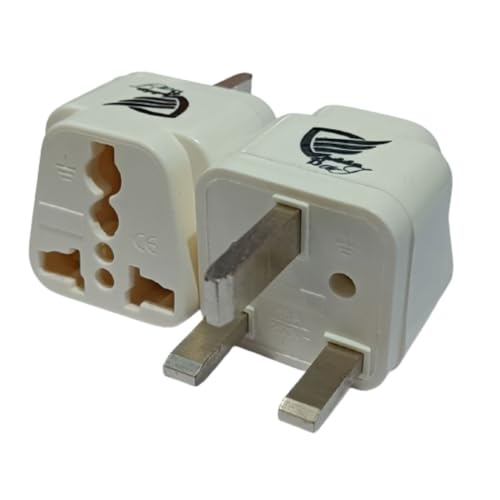 Vadda Bai India to UK Plug Adapter Converter for United Kingdom, UAE, Hong Kong, Dubai, Malaysia, Singapore and Other Countries with Type G Outlets - Universal Travel Adaptor - Pack of 2 - White