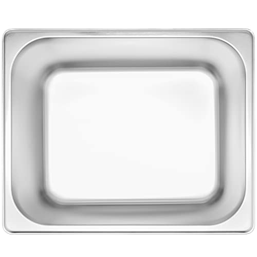Image of JAPCHET 4 Pack Stainless Steel Steam Pan, 1 /2 Size 6 Inch Deep, Anti-Jam Hotel Pans Commercial Metal Food Catering Tray for Buffet, Restaurant