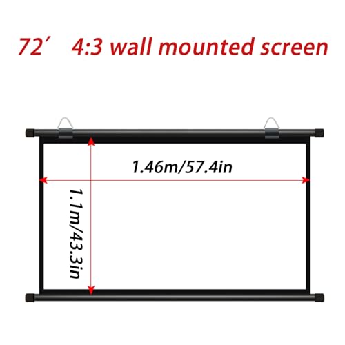 Pantalla manual proyector 72" 4:3 HD portátil plegable miniatura 7