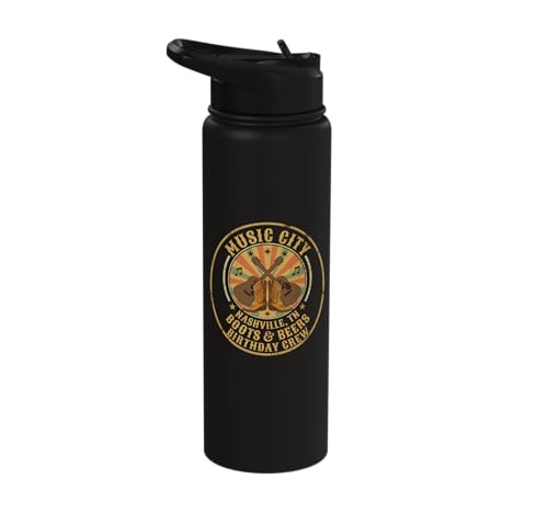 Music City Nashville TN Boots And Beers Birthday Crew Stainless Steel Insulated Water Bottle