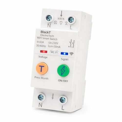 Image of Blackt Electrotech BT74EL WiFi Smart Earth Leakage Circuit Breaker | 63Amps Adjustable | Voltage & Current Protection Real-time Energy Monitoring | Remote switching and timing by App & Voice Control