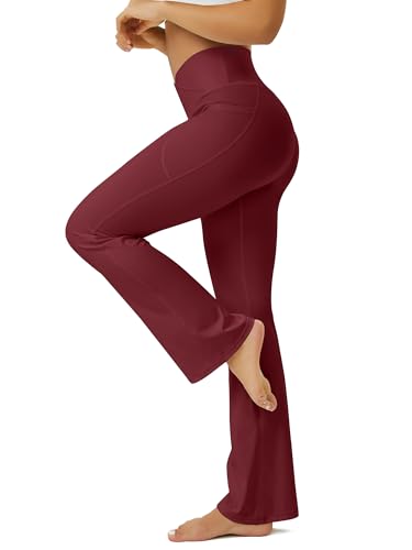 Image of FOHOFO Yoga Pants Women, Flare Leggings for Women with Pockets Crossover High Waisted Bootcut Yoga Pants