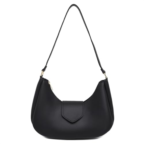 BOLSA BAGUETE FEMININA MEIA LUA DE OMBRO PEQUENA LISA (PRETA)
