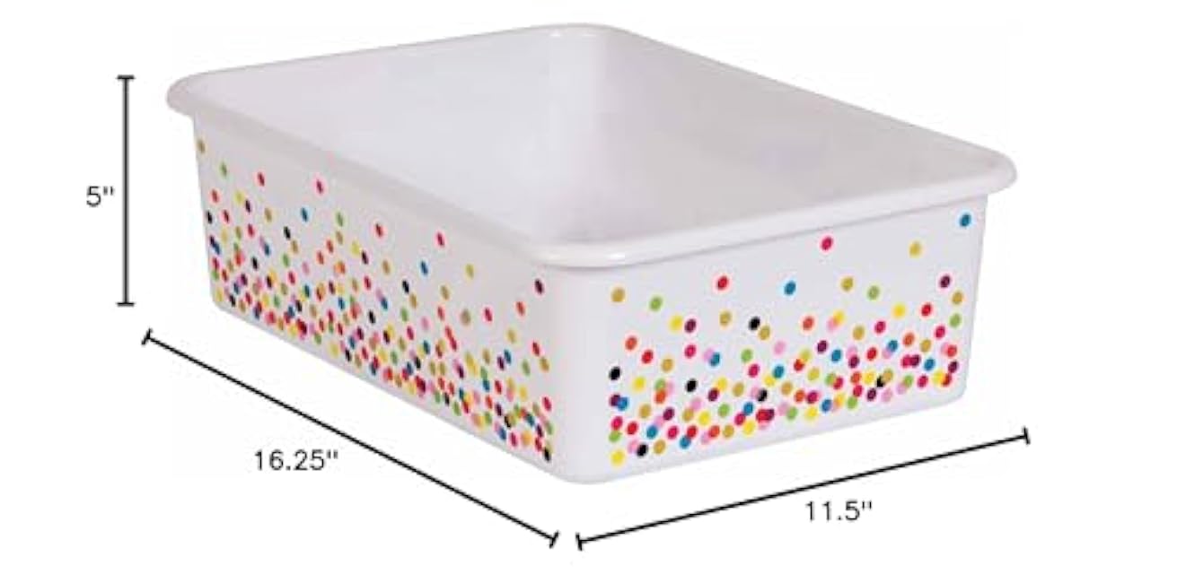 Teacher Created Resources TCR20895-3 Plastic Large Confetti Storage Bin, 11.5-Inch x 16.25-Inch x 5-Inch, Multicolored, Pack of 3