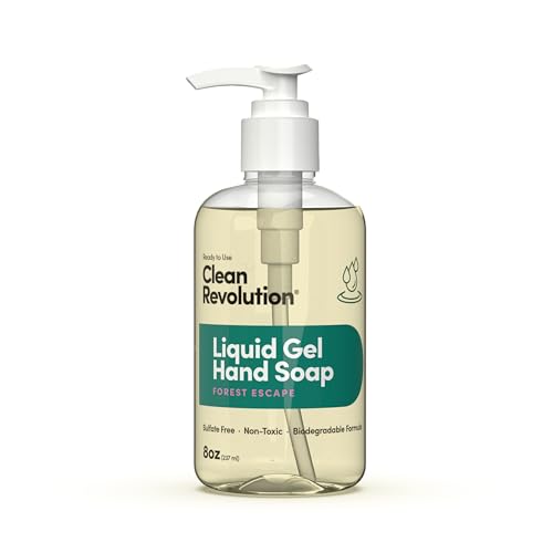 Image of Clean Revolution Liquid Gel Hand Soap, Silky Rich Liquid, Quick Lather, Fast Rinsing, Contains Real Essential Oils (Forest Escape) 8 Fl Oz (Pack of 6)