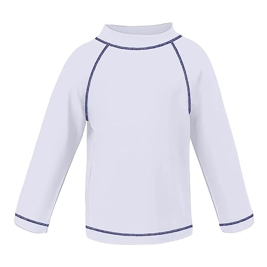 TIZAX Camiseta UV de Manga Larga para niñas Traje de baño con protección Solar Rashguard para Surf/Nadando/Buceo/Playa Blanco 152