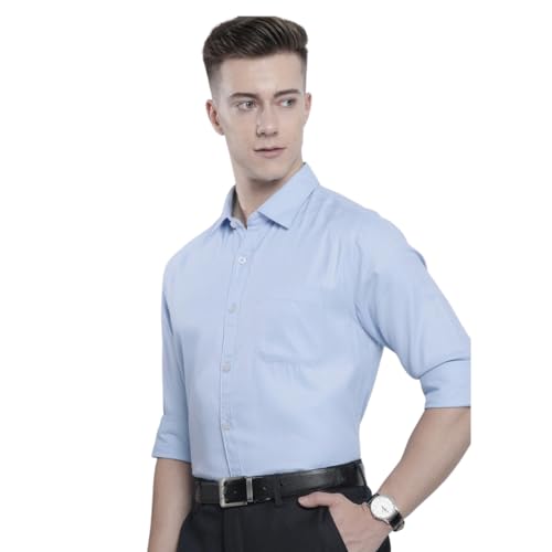 The Indian Garage Co Men Cotton Slim Fit Shirt (0123-SHTWFR-02-08_Sky Blue M)