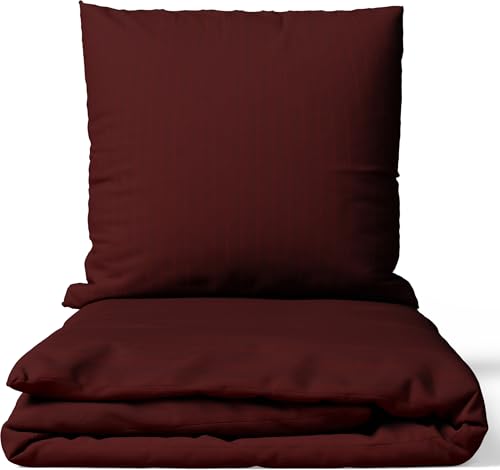 Leonado Vicenti Satin Bettwäsche 135x200 cm Bordeaux | 100% Baumwolle...