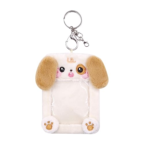 ZGMYC Cute Plush Kpop Photocard Holder with Keychain, Cartoon Bear Bunny Pig Photo Sleeve Card Holder Protector