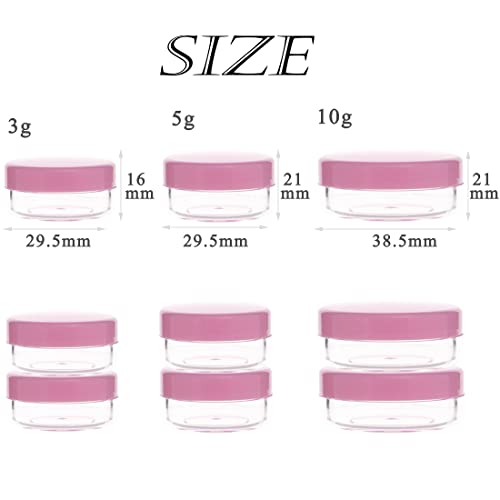 Image of 5 Gram Sample Containers with Lids, Mini Makeup Containers, Empty Plastic Travel Cosmetic Containers with Labels(200 Count, Pink Lid)