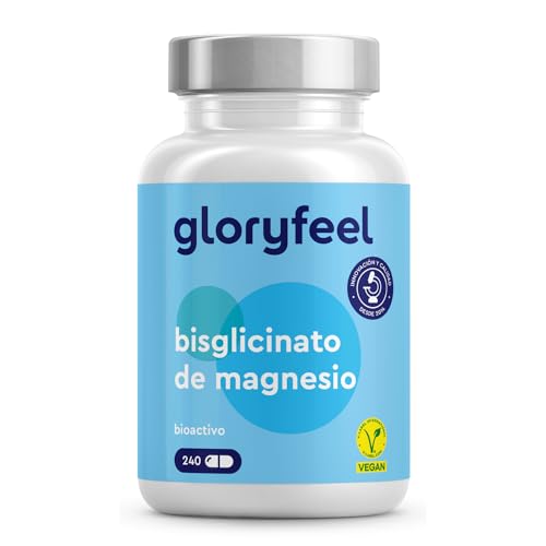 Glicinato de Magnesio 240 Cápsulas - 400 mg de magnesio elemental/dosis diaria - Suministro para 2...