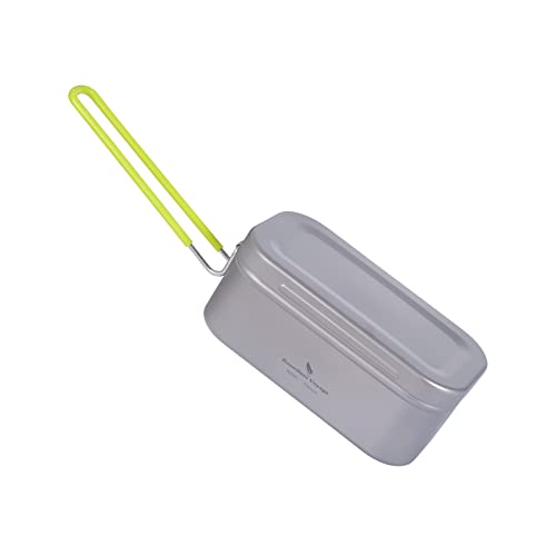 Boundless Voyage 600ML Titanium Canteen Mess Tin with Lid Handle Portable Lightweight Tableware Lunch Box Cookware Bowl Pan for Outdoor Camping Backpacking Hiking Picnic A-Ti2081C