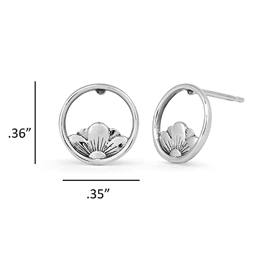 Boma Jewelry Sterling Silver Open Circle Flower Stud Earrings4
