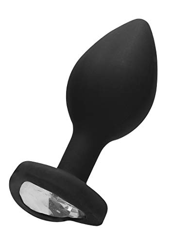 Ouch! By Shots - Silikon Analplug mit herzförmigem Diamant - Regular - Schwarz, 1er Pack(1 x 50 g)