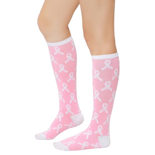 Image of Zando Knee High Socks for Women Striped Athletic Long Tall Tube Socks Outdoor Sports Casual Thigh High Stockings