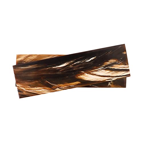 Buddha4all Honey Water Buffalo Horn Scales Streaked Buffalo Horn Scales Fixed Blade Hunting Knife Pair Handles Material for Knifes (Black Gold)