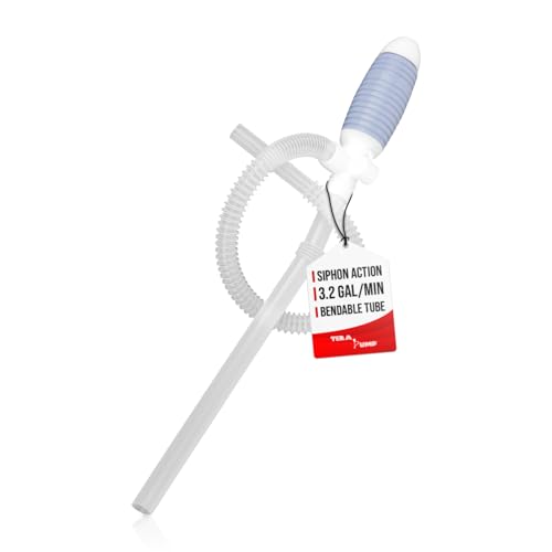 TERA PUMP TRDP15 Heavy Duty Manual Fuel Transfer Pump Siphon, Fast Flow 3.2 GPM, Flexible Suction Tube, Hand Siphon Pump for Gasoline, Diesel, Light Oils, Kerosene, Non-Potable Water, and More
