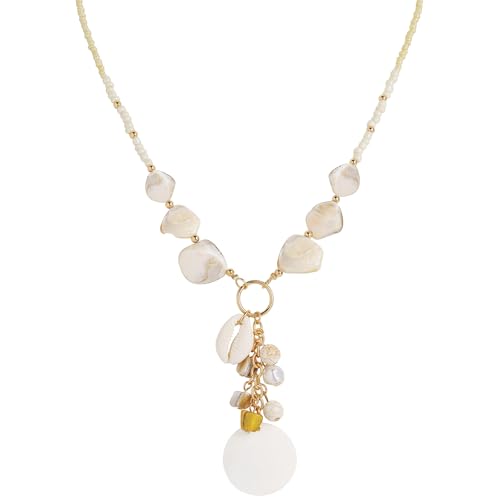 Image of Coiris Natural Seashell Choker Necklaces Earrings Jewelry Set for Women Starfish Shell Freshwater Pearl Collar Necklaces for Women Irregular Mother of Pearl Jewelry Set