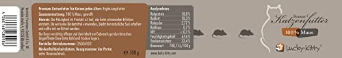 Lucky Kitty Katzenfutter Nass 100% Maus I Beutenahes Katzenfutter ohne Getreide & Zucker I Nassfutter für Katzen & Kitten I Ohne Zusätze, alle Nährstoffe natürlich enthalten I Made in Germany I 4x100g
