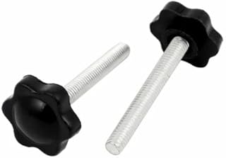 Tool parts M6 Thread Dia Plastic Star Head Screw Bolts Clamping Knobs Grips Black 2pcs