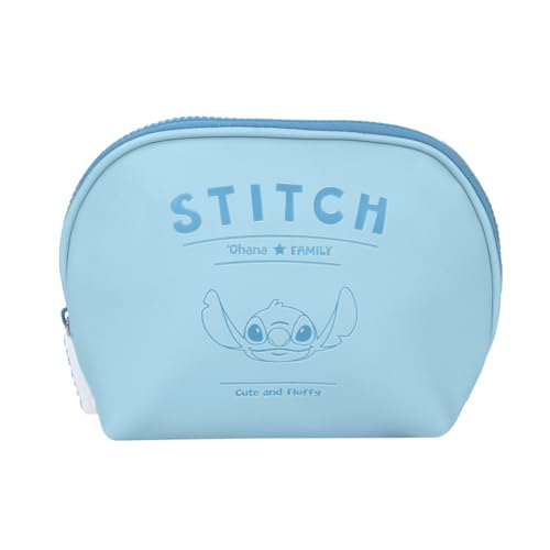 MINISO Snoopy Colorful Life Collection Foldable Makeup Bag Cosmetic Bag Waterproof Large Roll-Up Portable Travel Organizer For Women Girls (Stitch)
