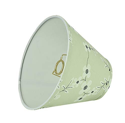 Image of Aspen Creative 59103A Empire Uno Lamp Shade in Tea Green with White Flowers Print Fabric, 5 inch Top x 10 inch Bottom x 8 inch Slant Height, Slip UNO 33mm