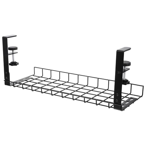 SOLUSTRE Organizador de Cables para Escritorio Bandeja de Gran Capacidad 500mm Negro Soporte para Cables Sin Taladro para Oficina miniatura 1