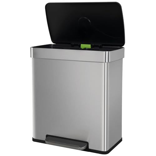 Caneca de basura rectangular de acero inoxidable 16 gal