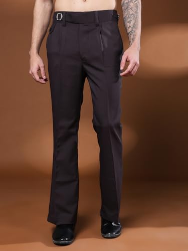 Image of Gurkha Pants for Men | Trouser for Men | Formal Pant | Single Buckle | Bell Bottom Trouser High Waist Pleated Casual Trousers | Flared Bottom Leg Pants for Office Smart Casual Travel Party