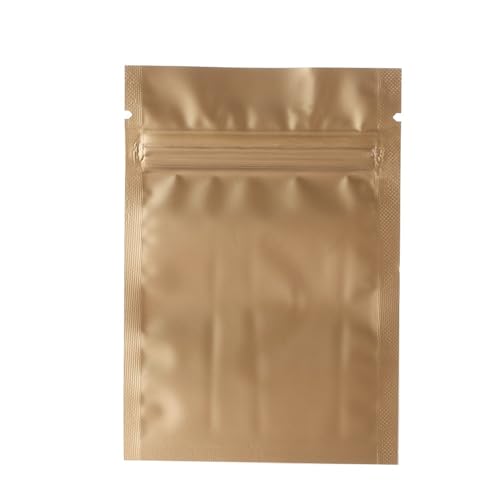 Bolsas de plástico selladas, Bolsas de aluminio con cierre hermético, multicolores, brillantes, plano, plástico, 7,5 x 10 cm, unidades por paquete(Gold)