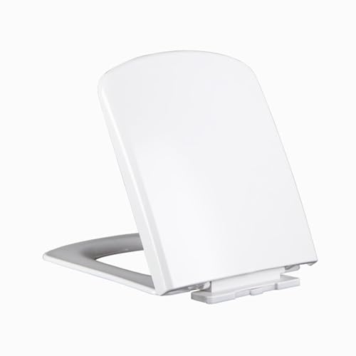 Brigtviee WC-Sitze Soft Close White Square WC-Sitz, Loo Deckel Schnellverschluss Heavy Duty Einfach Zu Reinigen Badezimmerdeckel Einfache Installation,04D