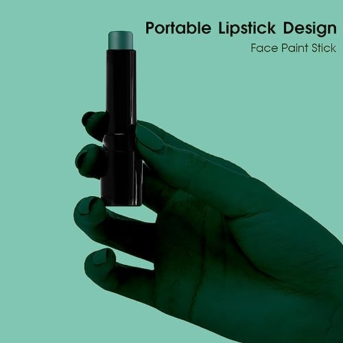 Image of BADCOLOR Green Face Body Paint Stick, St Patrick's Day Blendable Eye Black Deep Green Face Painting Kit for Sports Camo, Halloween SFX Makeup Cosplay Joker Zombie Vampire Costume Parties